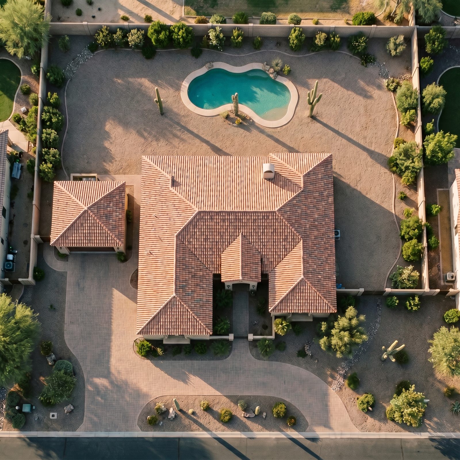 A home with an unfenced swimming pool in the backyard.